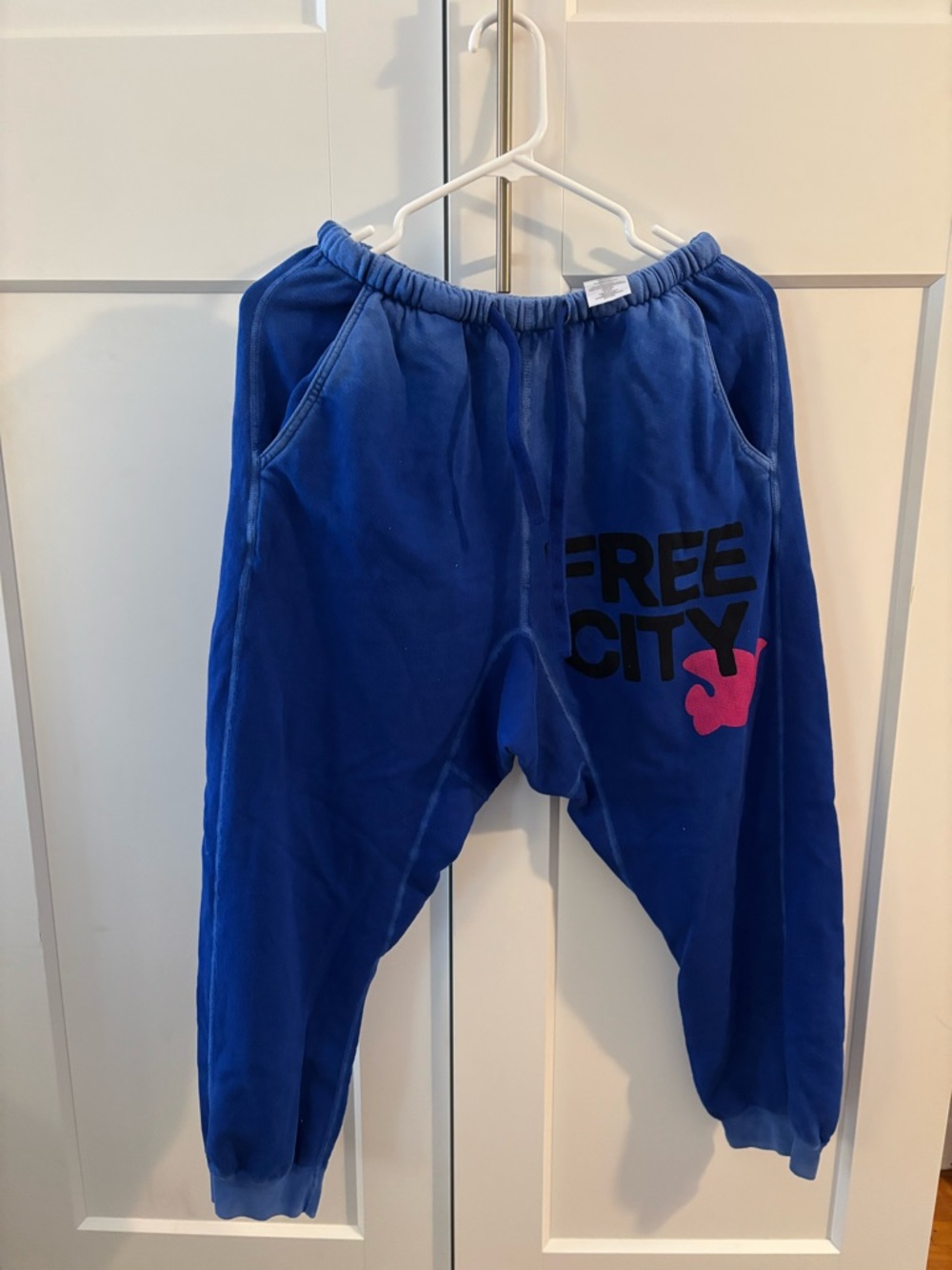freecity Royal Blue Sweatpants with Pink Logo Accent